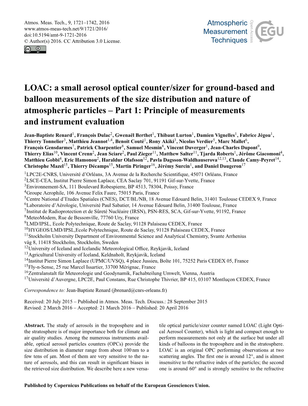 Articles – Part 1: Principle of Measurements and Instrument Evaluation