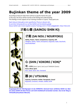 Bujinkan Theme of the Year 2009 According to Hatsumi Soke There Will Be No Specific Theme This Year