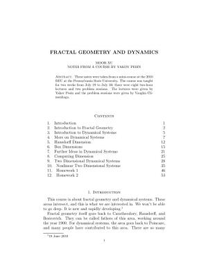 Fractal Geometry and Dynamics