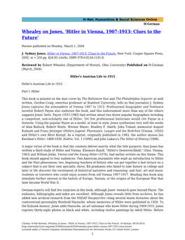 Whealey on Jones, 'Hitler in Vienna, 1907-1913: Clues to the Future'