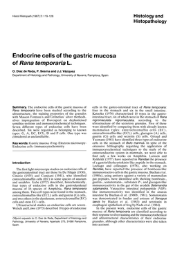 Endocrine Cells of the Gastric Mucosa of Rana Temporaria L