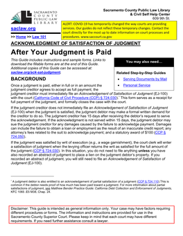 Acknowledgement of Satisfaction of Judgment