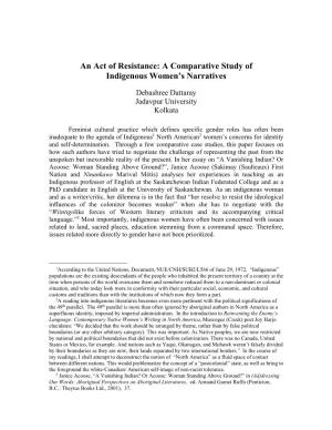 An Act of Resistance: a Comparative Study of Indigenous Women's