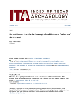 Recent Research on the Archaeological and Historical Evidence of the Hasanai
