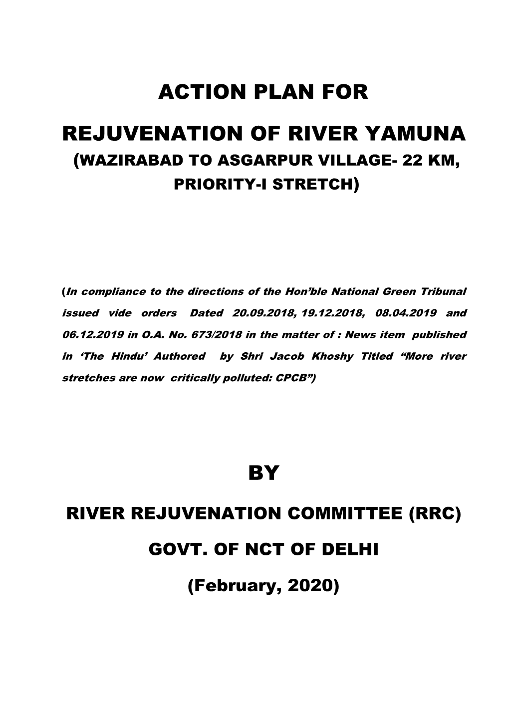 Action Plan for Rejuvenation of River Yamuna By