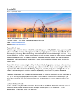 St. Louis, MO Previous GTCA City 2019