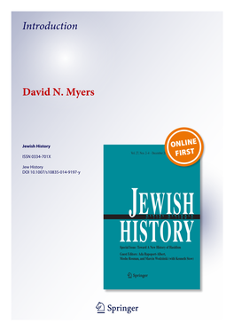 Introduction David N. Myers