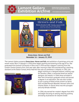 Emma Amos: Heroes and Folk November 16 – January 23, 2010