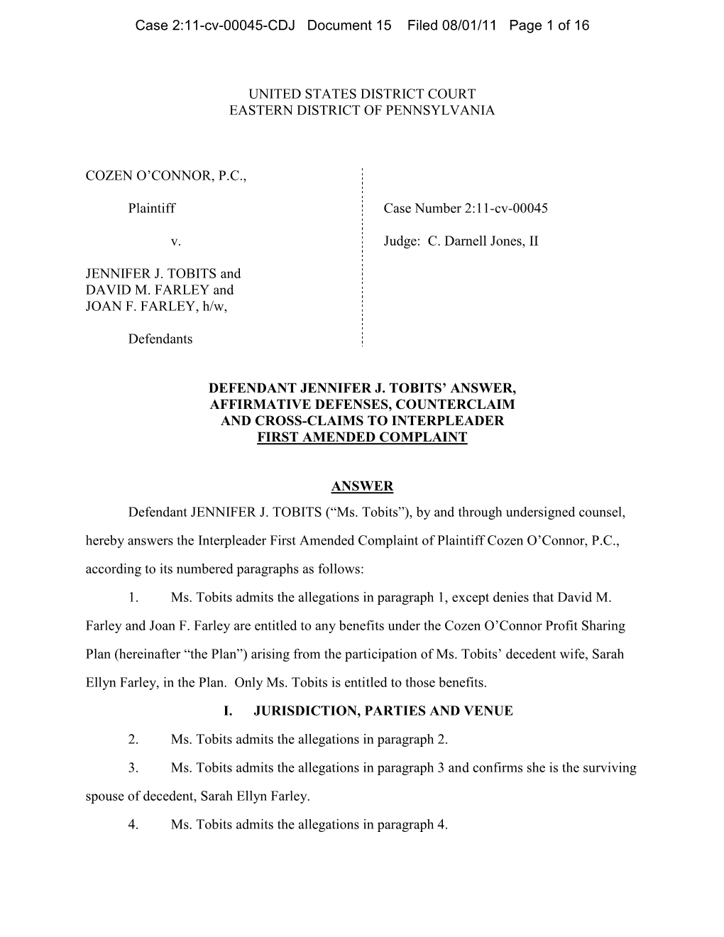 Case 2:11-Cv-00045-CDJ Document 15 Filed 08/01/11 Page 1 of 16