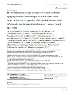 The Collaborative African Genomics Network (Cafgen)