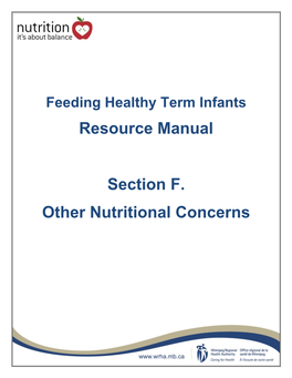 Resource Manual Section F. Other Nutritional Concerns