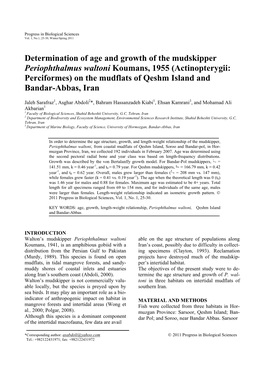Determination of Age and Growth of the Mudskipper Periophthalmus