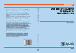 WHO Expert Committee on Biological Standardization of Publications