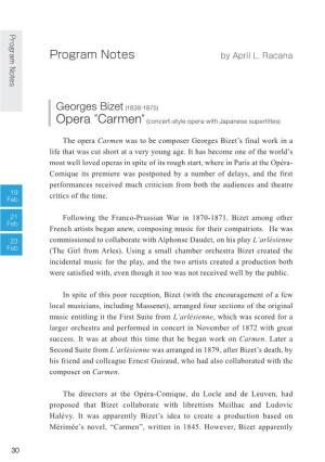 Opera "Carmen" (Concert-Style Opera with Japanese Supertitles)