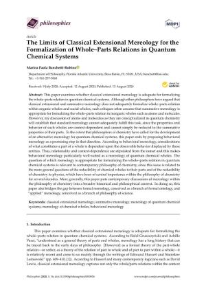 The Limits of Classical Extensional Mereology for the Formalization of Whole–Parts Relations in Quantum Chemical Systems