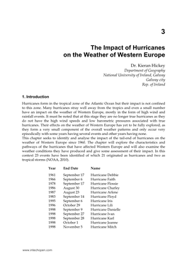 The Impact of Hurricanes on the Weather of Western Europe