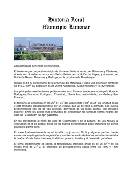 Historia Local Municipio Limonar
