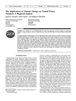 The Implications of Climate Change on Coastal Visitor Numbers: a Regional Analysis