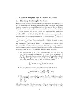 3 Contour Integrals and Cauchy's Theorem