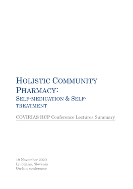 Holistic Community Pharmacy: Self-Medication & Self- Treatment