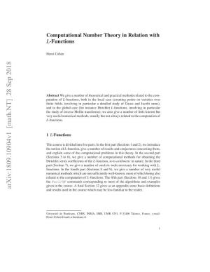 Computational Number Theory in Relation with L-Functions 3