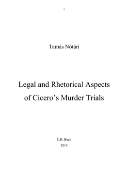 Nótári-Legal Aspects of Cicero's Murder Trials