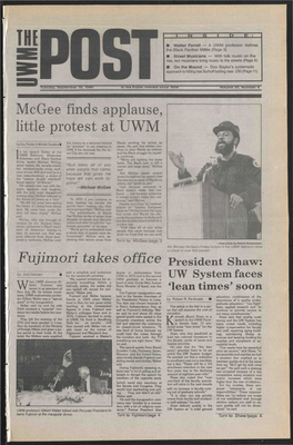 Mcgee Finds Applause, Little Protest at UWM Fujimori Takes Office
