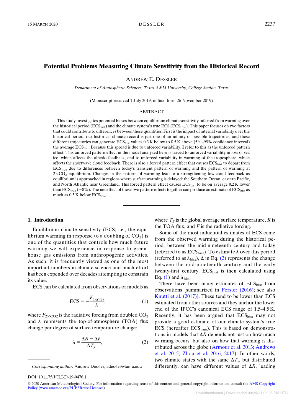 Potential Problems Measuring Climate Sensitivity from the Historical Record