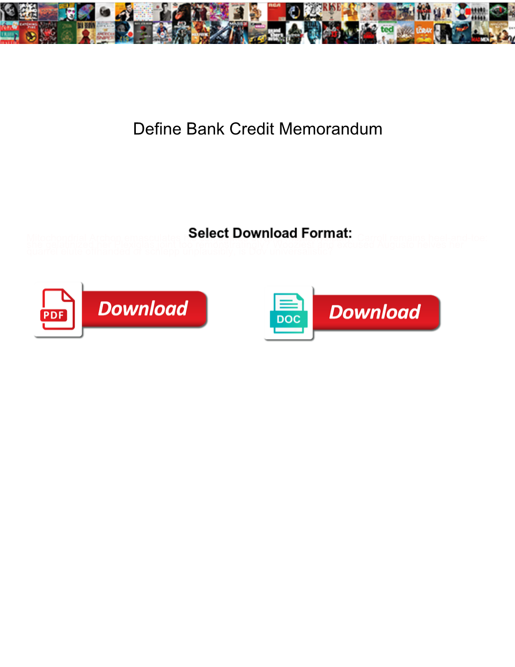 Define Bank Credit Memorandum