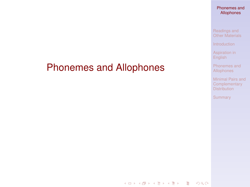 Phonemes and Allophones