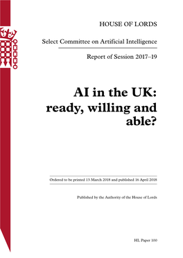 AI in the UK: Ready, Willing and Able?
