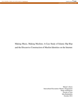 Making Music, Making Muslims. a Case Study of Islamic Hip Hop And