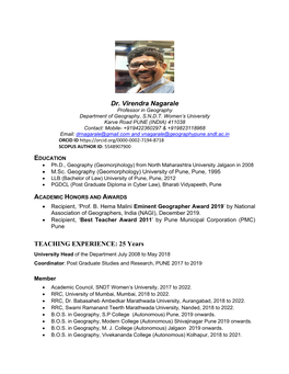 Dr. Virendra Nagarale TEACHING EXPERIENCE: 25 Years