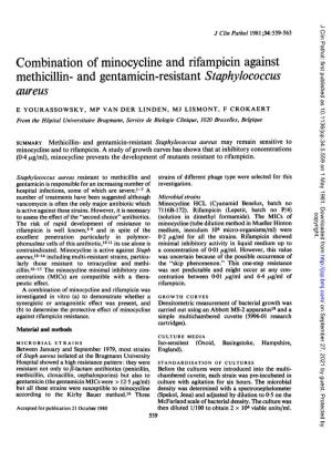 Combination of Minocycline and Rifampicin Against Methicillin- and Gentamicin-Resistant Staphylococcus Aureus