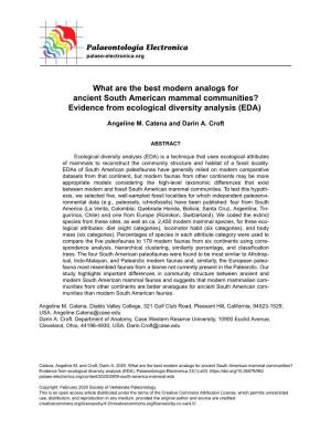 Evidence from Ecological Diversity Analysis (EDA)