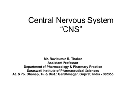 Central Nervous System “CNS”