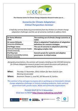 Scenarios for Climate Adaptation: Critical Perspectives Seminar