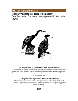 Final Environmental Impact Statement Double-Crested Cormorant Management in the United States