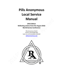 Pills Anonymous Local Service Manual 2016