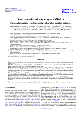 Spectrum Radial Velocity Analyser (SERVAL) High-Precision Radial Velocities and Two Alternative Spectral Indicators