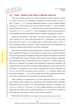 V “Type” Notation and Voigt Or Mandel Matrices