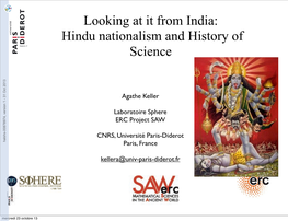 [Halshs-00878974, V1] Hindu Nationalism and History of Science