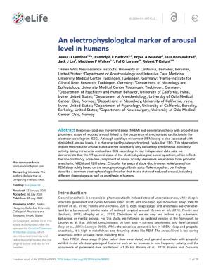 An Electrophysiological Marker of Arousal Level in Humans