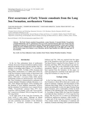 First Occurrence of Early Triassic Conodonts from the Lang Son Formation, Northeastern Vietnam