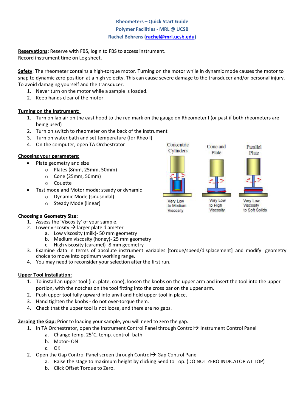 Rheometer Quick Start Guide