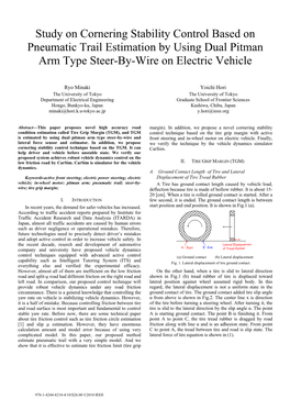 Study on Cornering Stability Control Based on Pneumatic Trail Estimation by Using Dual Pitman Arm Type Steer-By-Wire on Electric Vehicle