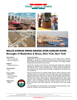 WILLIS AVENUE SWING BRIDGE OVER HARLEM RIVER Boroughs of Manhattan & Bronx, New York, New York