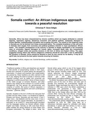 Somalia Conflict: an African Indigenous Approach Towards a Peaceful Resolution