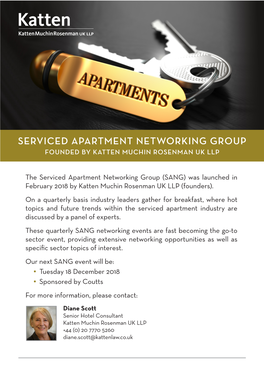 Serviced Apartment Networking Group Founded by Katten Muchin Rosenman Uk Llp