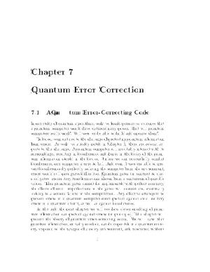Chapter 7 Quantum Error Correction